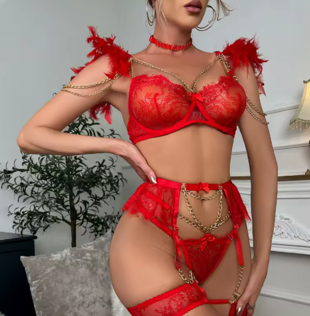 ValentineLuxe Chain Lace Night Set