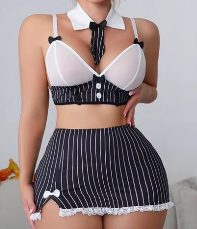 LaceRibbon 4-Piece Striped Set