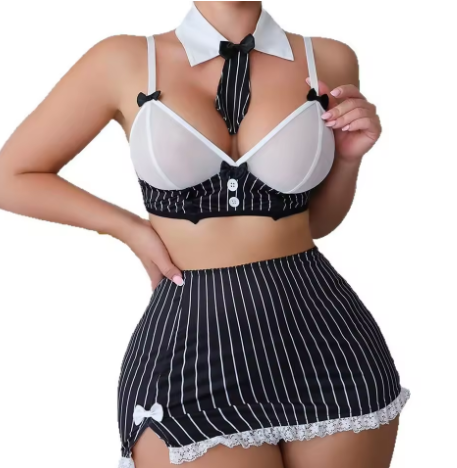 LaceRibbon 4-Piece Striped Set